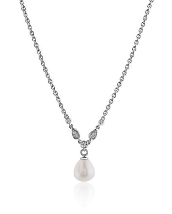 Classy Pearl Necklace With Crystals, image 