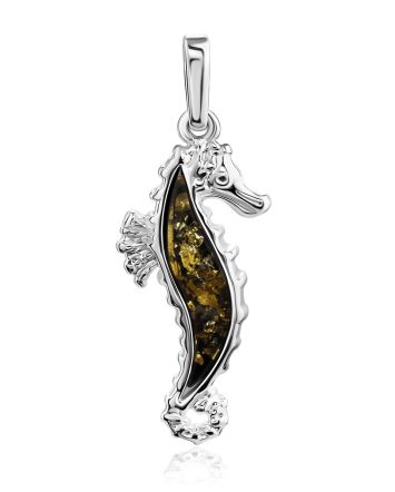 Tiny Amber Seahorse Pendant, image 