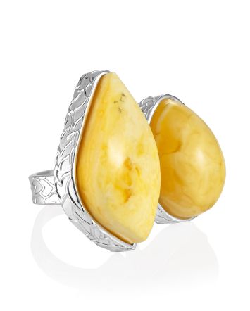 Nature-Inspired Amber Ring The Bella Terra, Ring Size: Adjustable, image 