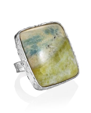 Nature-Inspired Cocktail Ring With Vesuvianite And Violane The Bella Terra, Ring Size: Adjustable, image 