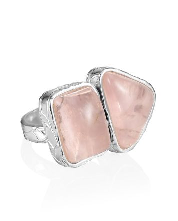 Gorgeous Pink Quartz Cocktail Ring The Bella Terra, Ring Size: Adjustable, image 