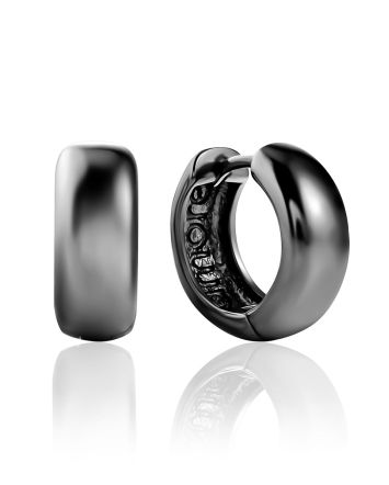 Minimalist Blackened Silver Hoop Earrings The ICONIC, image 