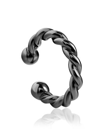 Stylish Blackened Silver Ear Cuff The Liquid Collection, image 
