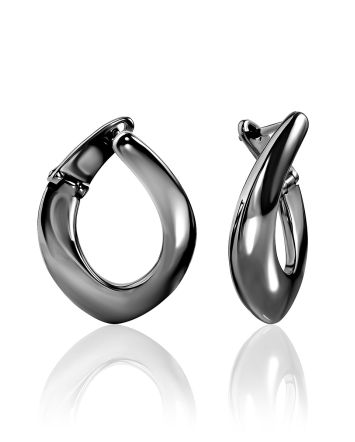 Blackened Silver Hoop Earrings The ICONIC, image 