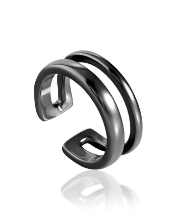 Minimalist Design Blackened Silver Cuff Earring The ICONIC, image 