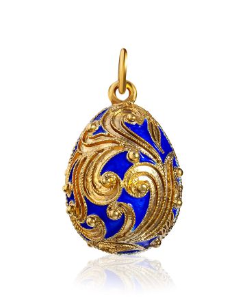 Feather Motif Enamel Egg Pendant The Romanov, image 