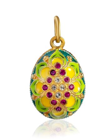 Vintage Style Enamel Egg Pendant With Crystals The Romanov, image 