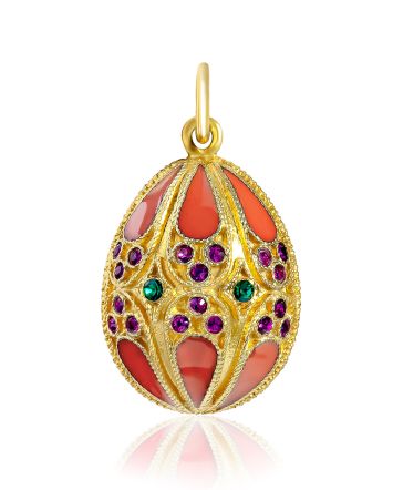 Fabulous Enamel Egg-Shaped Pendant With Multicolor Crystals The Romanov, image 