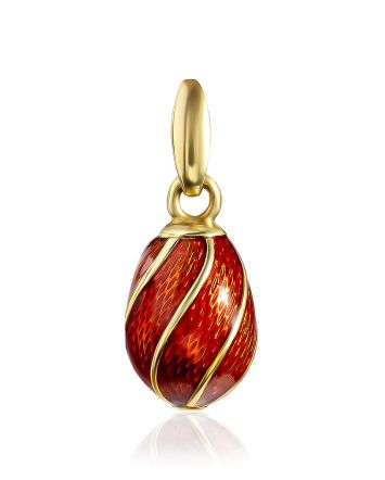 Tiny Gilded Egg Pendant With Red Enamel The Romanov, image 