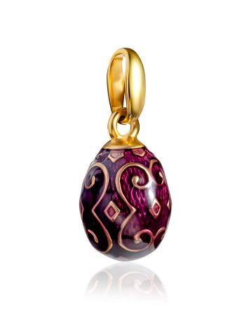 Arabesque Motif Cherry Red Enamel Egg Pendant The Romanov, image 