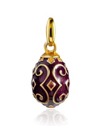 Classy Deep Purple Enamel Egg Pendant The Romanov, image 