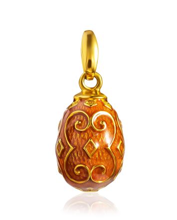 Classy Orange Enamel Egg Pendant The Romanov, image 