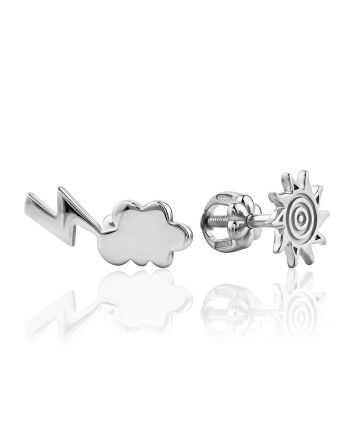 Mismatched Silver Stud Earrings, image 