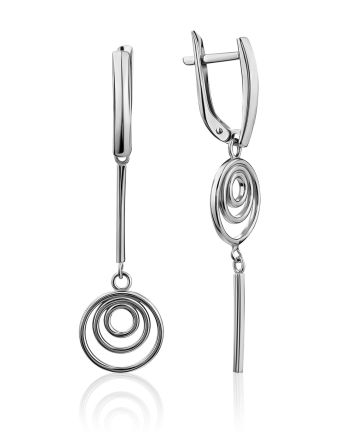Geometric Design Mismatched Dangle Earrings, image 