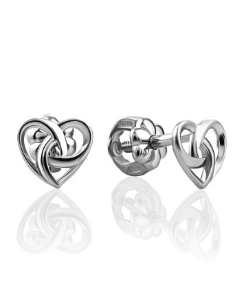Cut Out Design Heart Shaped Stud Earrings, image 