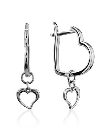 Lovely Heart Shaped Dangle Earrings, image 