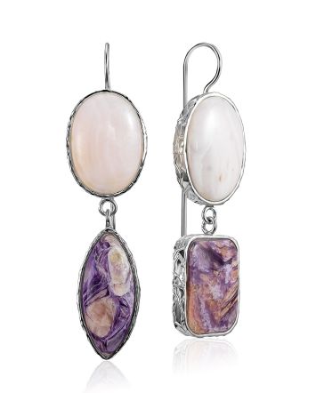 Asymmetric Design Charoite Earrings The Bella Terra, image 