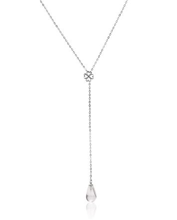 Lariat Necklace With Drop Shaped Rock Crystal, image 