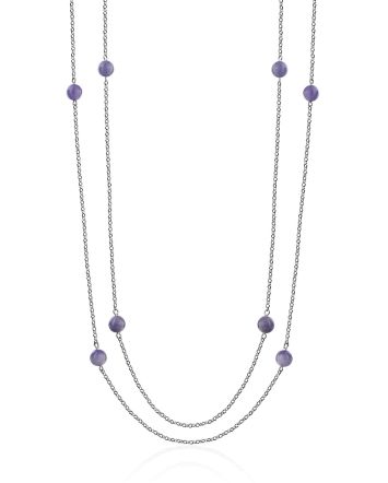 Extra Long Rope Necklace With Tanzanite Beads, image 