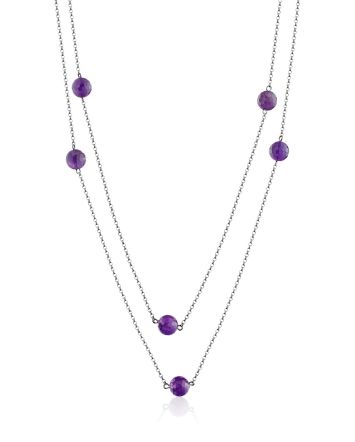 Ultra Long Rope Necklace With Faceted Amethyst Beads, image 