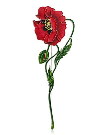 Colorful Poppy Flower Enamel Brooch, image 