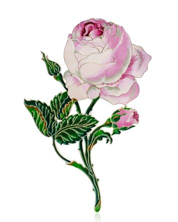 Stunning Enamel Rose Brooch, image 
