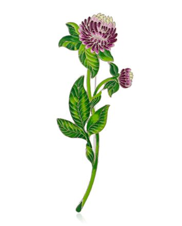 Exquisite Clover Flower Enamel Brooch, image 