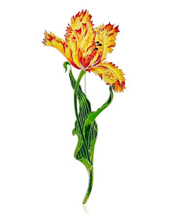 Fabulous Tulip Flower Enamel Brooch, image 