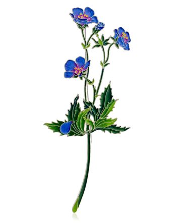 Geranium Flower Enamel Brooch, image 