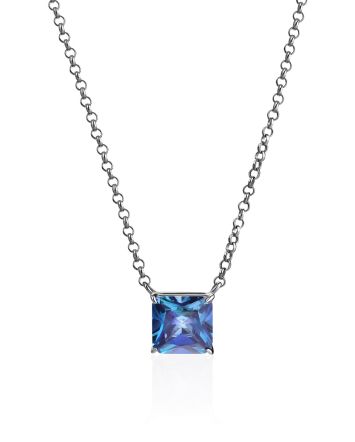 Glistening Blue Crystal Pendant Necklace, image 
