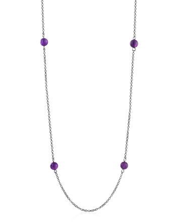 Opera Necklace With Amethyst Beads, image 