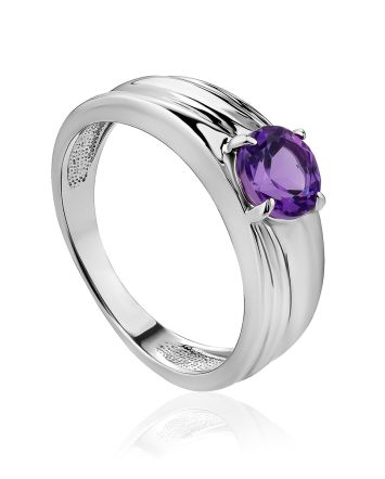 Stylish Natural Amethyst Ring, Ring Size: 8 / 18, image 