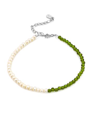Green Spinel And Pearl Beaded Bracelet The Link, image 