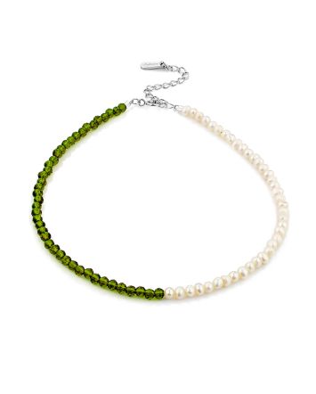 Designer Anklet With Pearl And Green Spinel The Link, image 