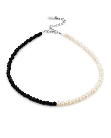 Anklet Bracelet With Black Spinel And Pearl The Link, image 