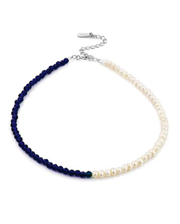 Pearl Anklet With Bright Blue Spinel The Link, image 