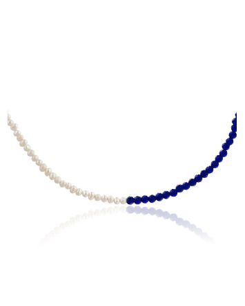 Two Tone Choker With Pearl And Blue Spinel The Link, image 