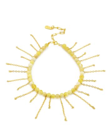 Safari Style Amber Beaded Bracelet With Gilded Chains The Palazzo, image 