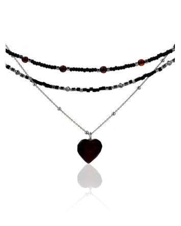 Triple Choker Necklace With Amber And Hematite The Link, image 