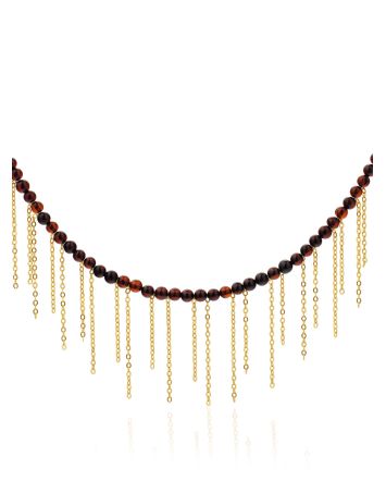 Cherry Amber Choker Necklace With Chains The Palazzo, image 
