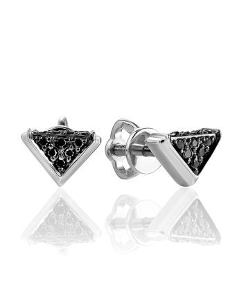 Shimmering Black Diamond Stud Earrings, image 