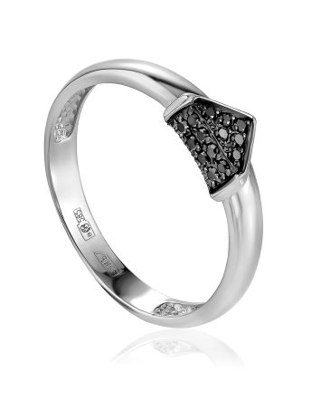 Geometric Design Black Diamond Ring, Ring Size: 6 / 16.5, image 