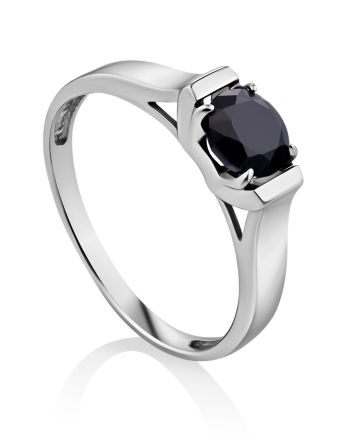 Minimalist Style Black Corundum Ring, Ring Size: 6 / 16.5, image 