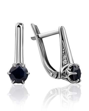 Refined Black Corundum Earrings, image 