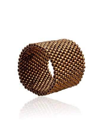 Bronze-colored Seed Beads Ring The Link, Ring Size: 3.5 / 14.5, image 