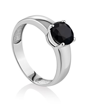 Bold Black Corundum Ring, Ring Size: 5.5 / 16, image 