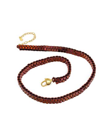 Copper Colored Japanese Glass Beads Choker Necklace The Link, image 