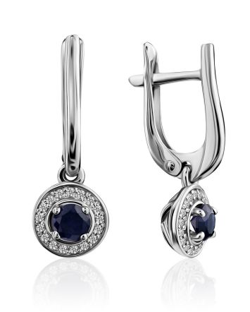 Chic Blue Stone Dangle Earrings, image 