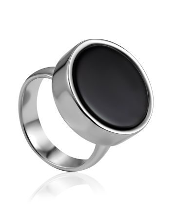 Bold Black Amber Ring The Palazzo, Ring Size: Adjustable, image 