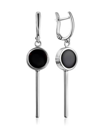 Bold Black Amber Dangle Earrings The Palazzo, image 